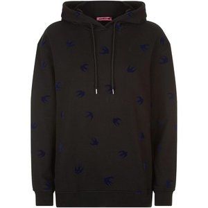 New NWT RARE McQ Alexander McQueen Black Blue Mini Swallow Boyfriend Hoodie